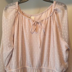 H&M Divided Swiss Dot Ruffle Hem Pink Dress Sz XL